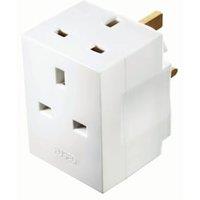 Masterplug 3-Way Socket Fused Mains Adaptor Plug, 13A - White
