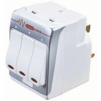 Masterplug 3 Socket Individually Switched Adaptor & Surge Protection Adaptor - White
