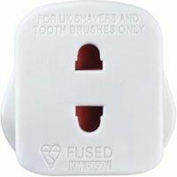 Masterplug 250V 3 Pin Fused Shaver Adaptor Plug - White
