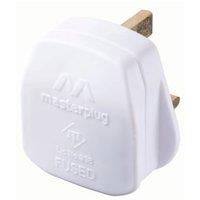 Masterplug 3 Pin 3A Rewireable Design Fused UK Plug Socket - White
