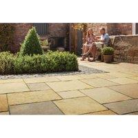 Marshalls Aluri Limestone Riven Rustic Ochre Mixed Size Paving Slab - 11.2m2