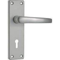 Contract Satin Aluminium Lock Door Handle - 1 Pair