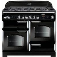 Rangemaster Classic 110cm Dual Fuel Range Cooker - Black with Chrome Trim