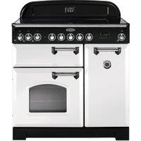 Rangemaster Classic Deluxe 90cm Induction Range Cooker - White with Chrome Trim