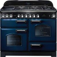 Rangemaster Classic Deluxe 110cm Dual Fuel Range Cooker - Regal Blue with Chrome Trim