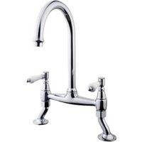 Wickes Zores Kitchen Sink Bridge Mixer Tap - Chrome