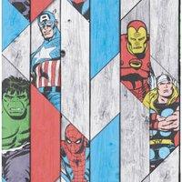 Marvel Superheroes Grey Wood Panel Effect Decorative Wallpaper - 10m