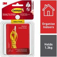 Command White Medium Utility Hook - Pack of 6