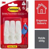 Command White Small Utility Hook - Pack of 6