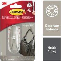 Command Brushed Nickel Designer Hook - Medium