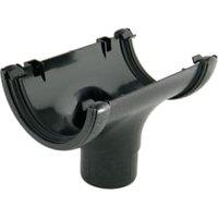 FloPlast 112mm Black Cast Iron Style Half Round Gutter Running Outlet