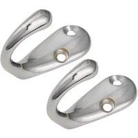 Wickes Chrome One Prong Hook - Pack of 2