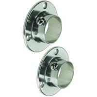 Rothley Brushed Nickel Interior Wardrobe Rail Retaining Socket - 25mm - Pack of 2