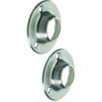 Rothley Brushed Nickel Interior Wardrobe Rail Socket - 19mm - Pack of 2