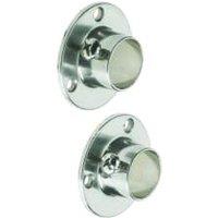 Rothley Brushed Nickel Interior Wardrobe Rail Retaining Socket - 19mm - Pack of 2