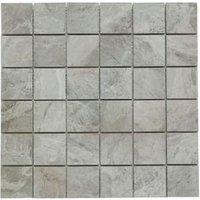 Wickes Boutique Modena Grey Porcelain Wall & Floor Mosaic Tile Sheet - Cut Sample