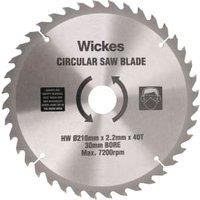 Wickes 40 Teeth Medium Cut Circular Saw Blade - 210 x 30mm
