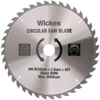 Wickes 40 Teeth Medium Cut Circular Saw Blade - 250 x 30mm