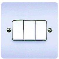 MK 10A 3 Gang 2 Way Light Switch - White