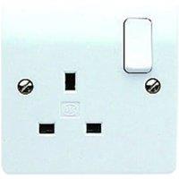MK 13A Switched Single Plug Socket - White