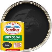 Sandtex Microseal Ultra Smooth Weatherproof Masonry 15 Year Exterior Wall Paint - Black - 1L