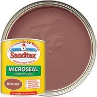 Sandtex Microseal Ultra Smooth Weatherproof Masonry 15 Year Exterior Wall Paint - Brick Red - 1L