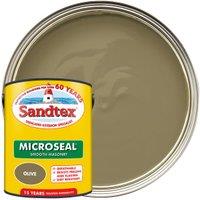 Sandtex Microseal Ultra Smooth Weatherproof Masonry 15 Year Exterior Wall Paint - Olive - 5L