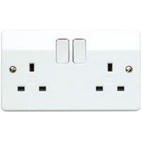 MK 13A Double Pole Twin Switched Socket - White - Pack of 5