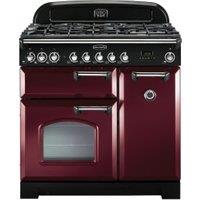 Rangemaster Classic Deluxe 90cm Dual Fuel Range Cooker - Cranberry with Chrome Trim