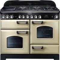 Rangemaster Classic Deluxe 110cm Dual Fuel Range Cooker - Cream with Chrome Trim