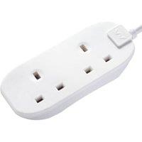Masterplug 13A Double Socket Extension Lead with 3m Cable - White