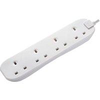 Masterplug 4 Socket Wall-Fixing Extension Lead with 3m Cable - White