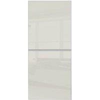 Spacepro Minimalist Sliding Wardrobe Door 2 Panel Silver Frame Arctic White - 914mm