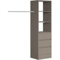 Spacepro Wardrobe Storage Kit Tower Unit with 3 Drawers Stone Grey - 600mm