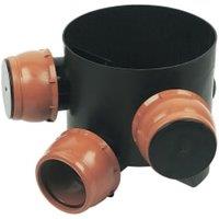 FloPlast 300mm Black Mini Access Chamber Base with 3 Flexible Inlets