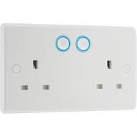BG Double Switched 13A 2 Gang White Power Socket with Smart Home Control
