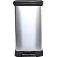 Curver Silver Metal Effect Pedal Deco Bin - 50L