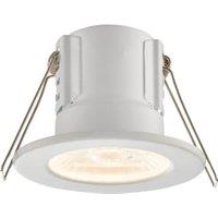 Saxby Integrated LED Fire Rated IP65 Matt White Fixed Warm White Downlight