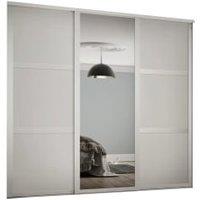 Spacepro Shaker 3 Wardrobe Door Kit White Framed - 2x 3 Panel Shaker & 1x 1 Panel Mirror - 2592mm (W)