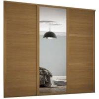 Spacepro Shaker 3 Wardrobe Door Kit Oak Framed - 2x 3 Panel Shaker & 1x 1 Panel Mirror - 2592mm (W)