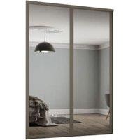 Spacepro Shaker 2 Wardrobe Door Kit Stone Grey Framed - 2x1 Panel Mirror - 1753mm (W)