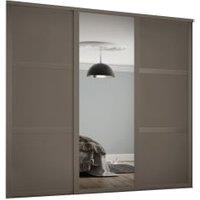 Spacepro Shaker 3 Wardrobe Door Kit Stone Grey Framed - 2x 3 Panel Shaker & 1x 1 Panel Mirror - 2136mm (W)