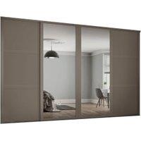 Spacepro Shaker 4 Wardrobe Door Kit Stone Grey Framed - 2x 3 Panel Shaker & 2x 1 Panel Mirror - 3506mm (W)
