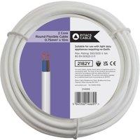 2 Core 2182Y White Round Flexible Cable - 0.75mm2 - 10m