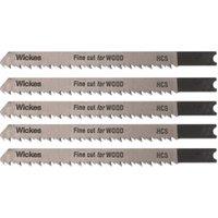 Wickes Universal Shank Fine Cut Jigsaw Blade For Wood - Pack Of 5