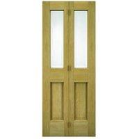 Wickes Cobham Glazed Oak 4 Panel Internal Bi-Fold Door - 1981 x 762mm