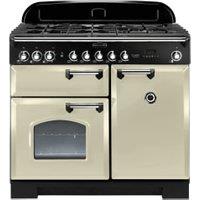 Rangemaster Classic Deluxe 100cm Dual Fuel Range Cooker - Cream with Chrome Trim