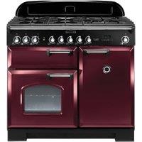 Rangemaster Classic Deluxe 100cm Dual Fuel Range Cooker - Cranberry with Chrome Trim