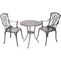 Charles Bentley Cast Aluminium Garden Bistro Set - Black with Bronze Finish