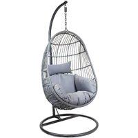 Charles Bentley Rattan Egg Shaped Garden Swing Chair - Grey